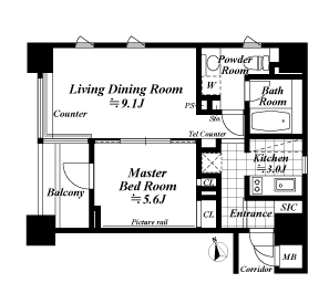 1LDKの間取図